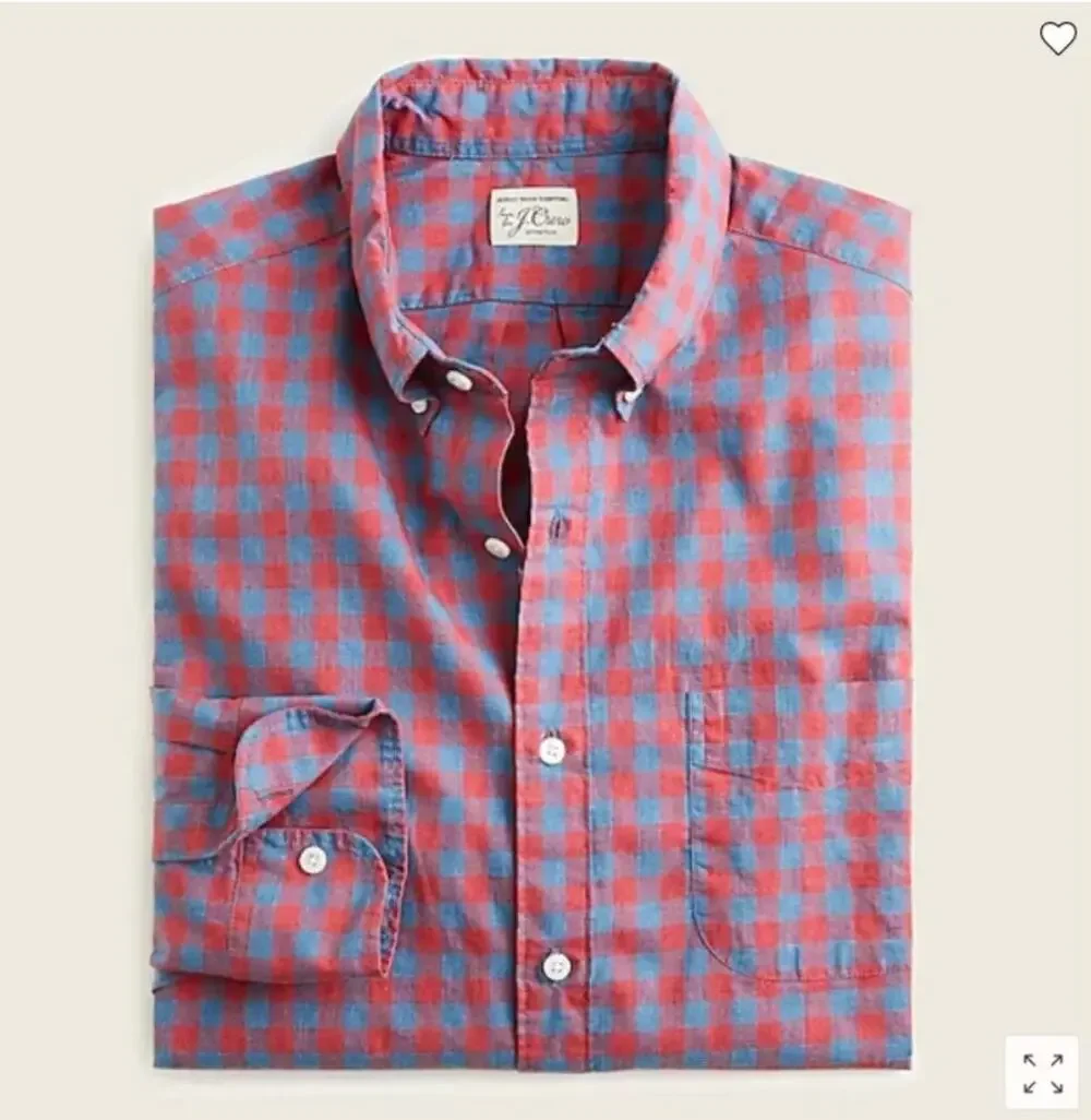 J. Crew Slim Untucked Stretch Secret Wash Shirt Seashore Red AA431 Size S